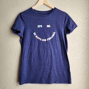 Aeropostale Blue short sleeve Smile face it's okay to have feelings shirt Size L